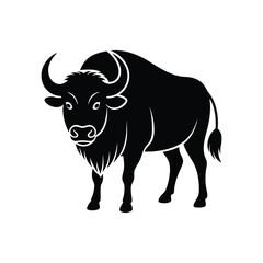Bison buffalo vector silhouette icon . Buffalo silhouette isolated on white background.