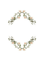 Hand-Painted Watercolor Christmas Frame Featuring Winter Branches, Red Rowan Berries, and Flowers for a Cozy Holiday Design, Ideal for Seasonal Projects and Invitations