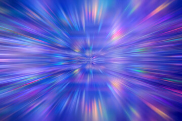 Brilliant stripes of blue, purple and other colors converge at a central point, creating a dynamic sense of movement.Bright beams of light create an impression of speed and energy, ready for sci-fi.AI