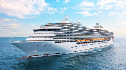 A luxury cruise ship sailing through the Mediterranean Sea.