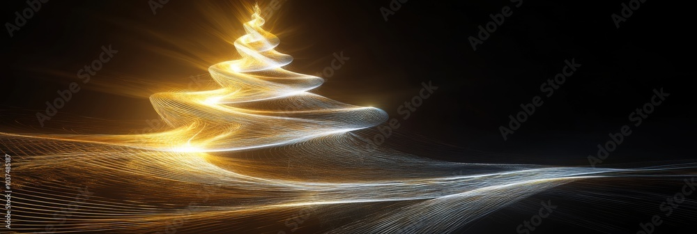 Leinwandbilder an elegant abstract representation of a christmas tree glimmers with soft light, creating a warm, fe