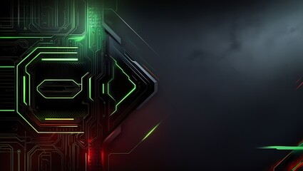 Naklejka premium Black and green abstract futuristic gaming background. Generative Ai.
