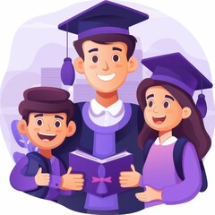 Obraz premium a family of graduates with purple caps