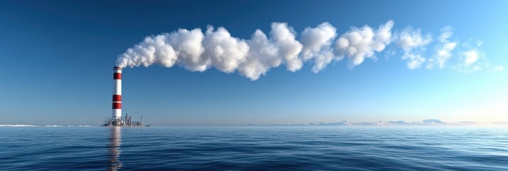 Obraz premium a smoke stack is seen in the water