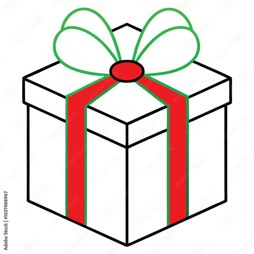 Sticker Christmas Gift Box Set Illustration.