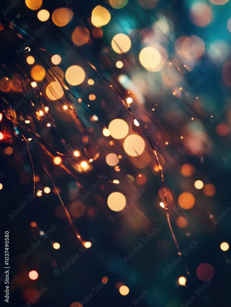Aufkleber A vibrant array of abstract Christmas lights twinkling against a dark backdrop, capturing the essence of the holiday season. Generative AI