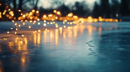 Soft Glow of Lights on Ice Surface