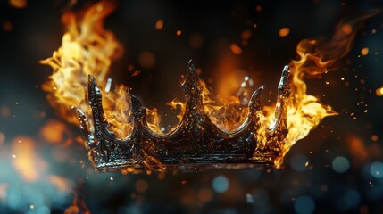 The Rise and Fall of a Medieval Empire Symbolized by a Flaming Queen’s Crown. Generative AI