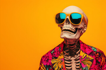 Skeleton in Floral Jacket and Sunglasses

