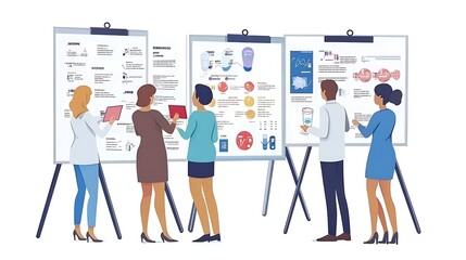 Business People Analyzing Data Charts on Whiteboards