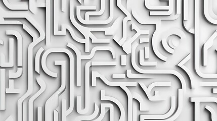 Abstract White 3D Maze Pattern