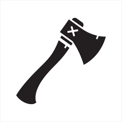 Axe icon silhouette on white background
