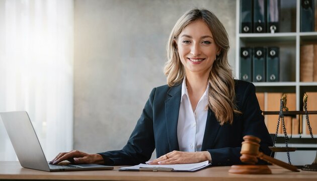 Attorney Lawyer With Computer At Desk