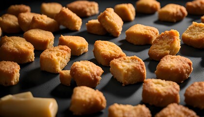 Golden Biscuits on a Black Surface
