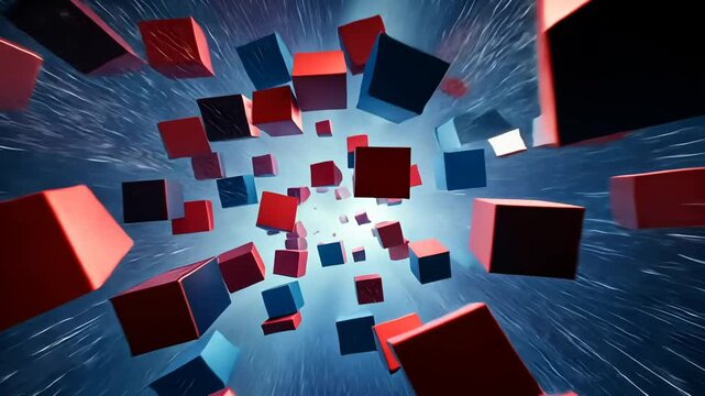Exploding Time Lapse of  Cube Shapes, Motion Design Animation