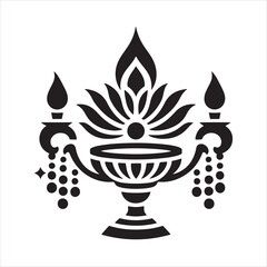 Decorative lamp icon silhouette on white background
