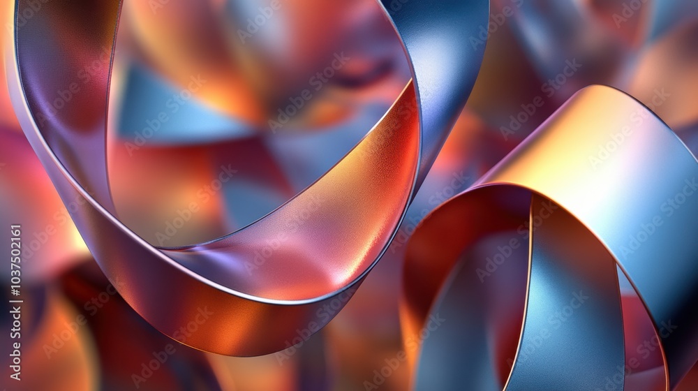 Poster vibrant abstract shapes reminiscent of gift boxes and ribbons are artistically arranged, creating a 