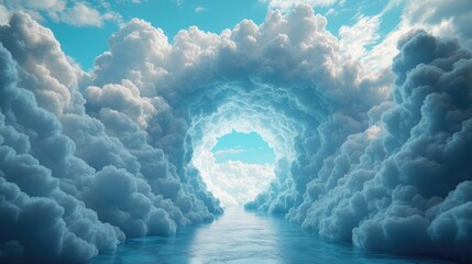 Blue abstract background with cloud arch.