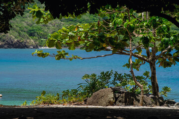 Boats by the shore of Punta Verde in Palaui Island Philippines.