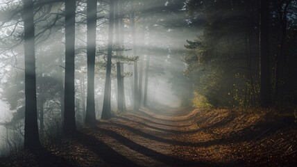 Foggy Pine Forest Trail
