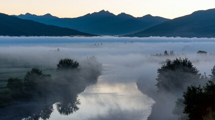 Foggy River at Dawn