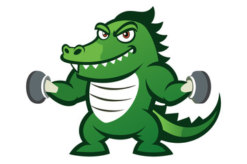 Fototapeta premium Cute cartoon green reptile monster vector illustration