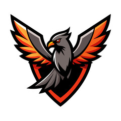 Vector illustration of a black silhouette eagle with spread wings, an animal icon representing freedom and nature, suitable for a tattoo or logo design