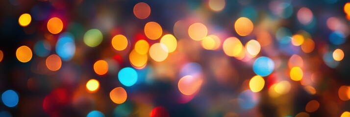 Obraz premium A vibrant display of Christmas lights twinkling in an abstract pattern, filling the air with a joyful and festive ambiance during the holidays. Generative AI