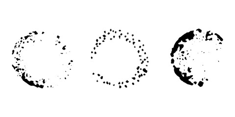 Grunge style circles, design elements .Set of three abstract frames , stamps