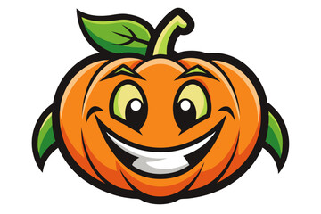 Scary Halloween Pumpkin with Face on White Background