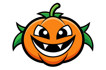 This funny cartoon orange fruit character has a happy smile, making it a fun illustration for any food or holiday design