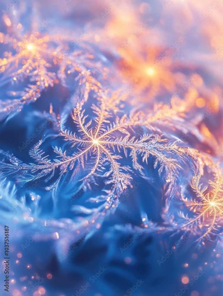 Poster delicate snowflakes shimmer in a mesmerizing array of colors, evoking a sense of wonder and enchanti