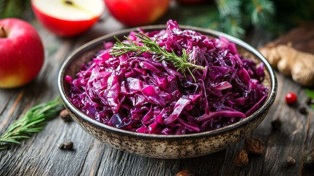 Spicy red cabbage with apples