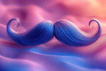 Stylized blue mustache on purple background for awareness