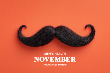 Symbolic mustache on orange for men's health in November