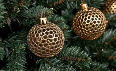 Christmas balls in close-up on the Christmas tree. Decorations for Christmas trees. The concept of celebrating New Year and Christmas