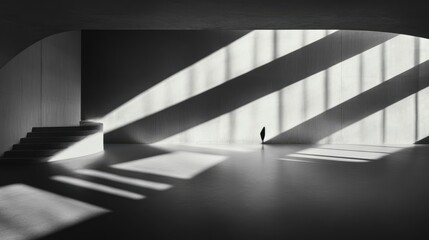 Fototapeta premium Modern Monochromatic Space with Light Play