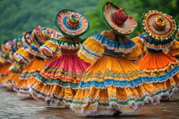 Vibrant mexican dance performance in traditional costumes at cultural festival