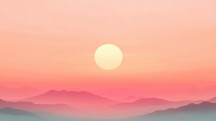 Fototapeta premium Serene Sunset Over Misty Mountains