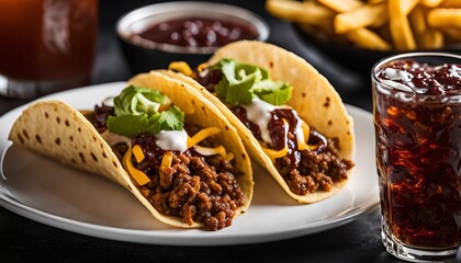 Delicious Tacos with Ground Beef, Cheese, and Sauce