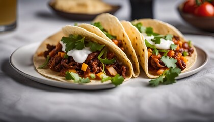Delicious Mexican Tacos with Beef, Cheese, and Cilantro
