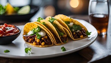 Delicious Tacos with Cilantro and Sour Cream