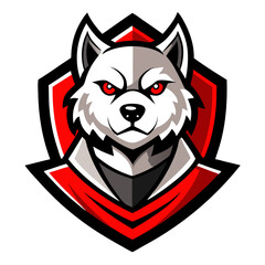 A cute cartoon vector illustration shows a funny red dog face