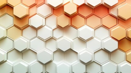A modern hexagonal design featuring a blend of white and peach tones, creating a textured, geometric visual. Ideal for digital backgrounds.