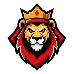 This vector illustration displays a wild lion head as a powerful animal mascot