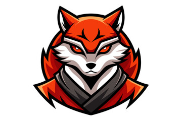 A cute cartoon vector illustration features the black and white feline face of a red fox, reminiscent of a tiger's head