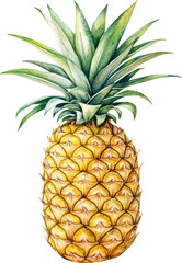 Obraz premium Bright pineapple with detailed texture, tropical fruit illustration 