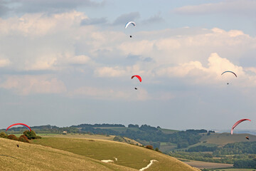 Paragliders at Golden Ball in Wiltshire	