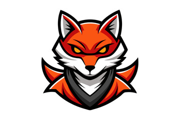 A funny, angry red fox cartoon head vector illustration shows the mammal's feline face