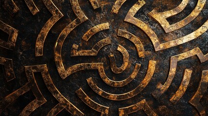 Ancient Bronze Maze: Intricate pathways of a mystical bronze maze etched into a dark, aged metal surface.  A captivating texture and design, perfect for fantasy, adventure, or mystery themes. 